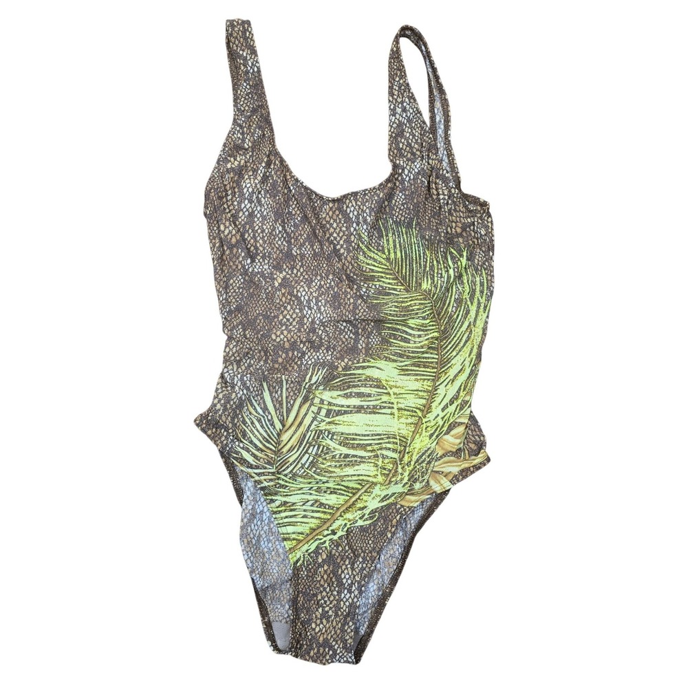 Vintage Solar Made in Germany Snakeskin Palm Leaf One Piece Swimsuit Size 7/8